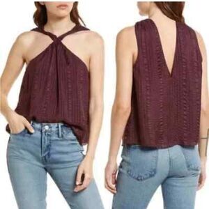 FRAME Cabernet Purple Draped Silk Halter Top Size Small NWT